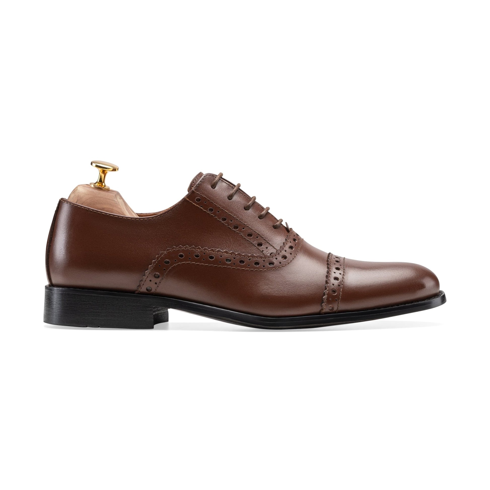 Semi Brogue shoes in brown leather - Crestshoes