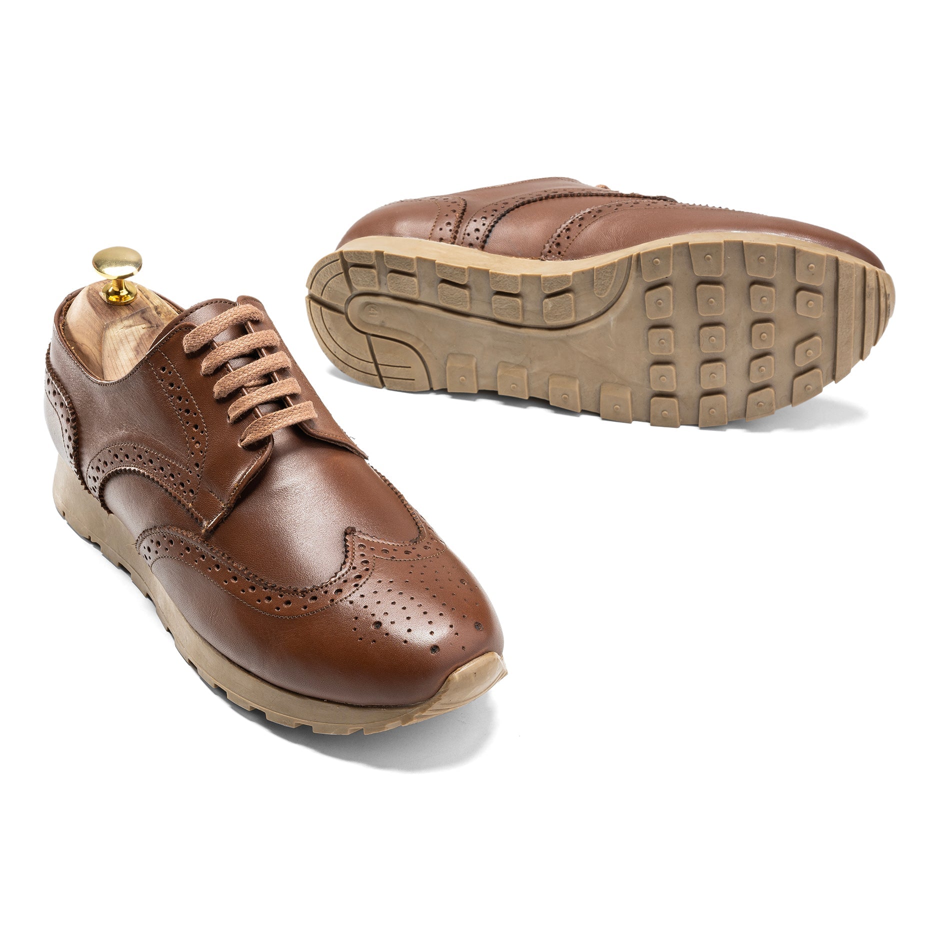 Sneaker| Men Black Leather - Brown - Crestshoes