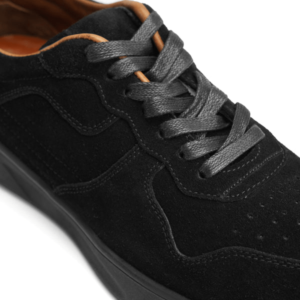 SOFT SPLIT SUEDE TRAINERS - BLACK - Crestshoes