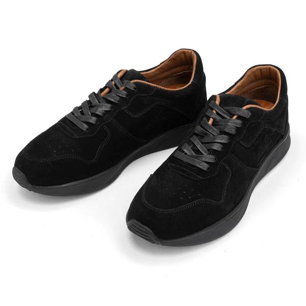 SOFT SPLIT SUEDE TRAINERS - BLACK - Crestshoes