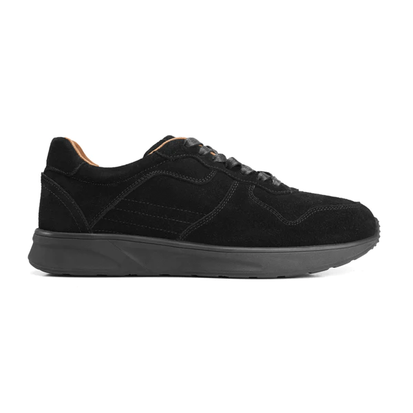 SOFT SPLIT SUEDE TRAINERS - BLACK - Crestshoes