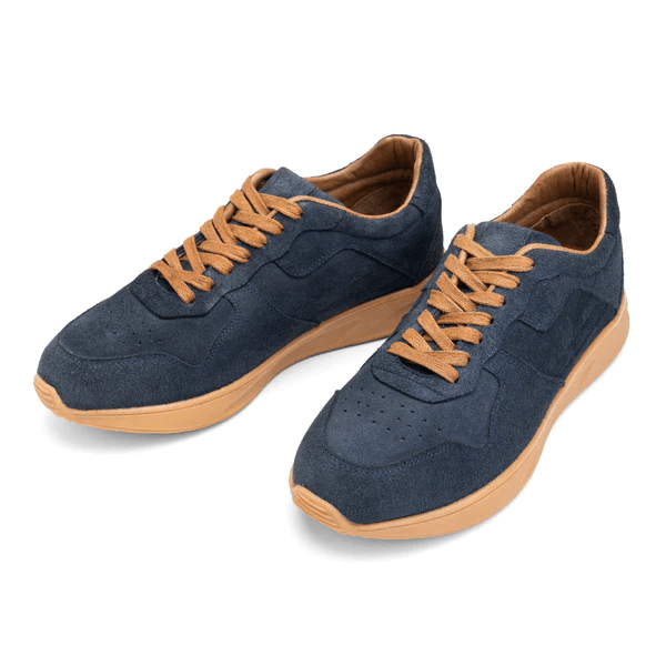 SOFT SPLIT SUEDE TRAINERS - NAVYBLUE - Crestshoes