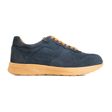 SOFT SPLIT SUEDE TRAINERS - NAVYBLUE - Crestshoes