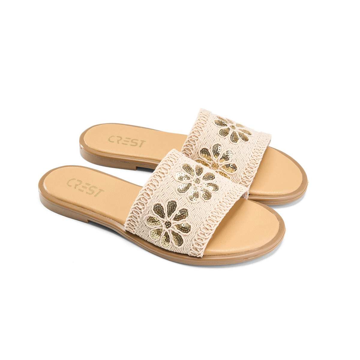 Summer Glow Slides - Beige - Crestshoes