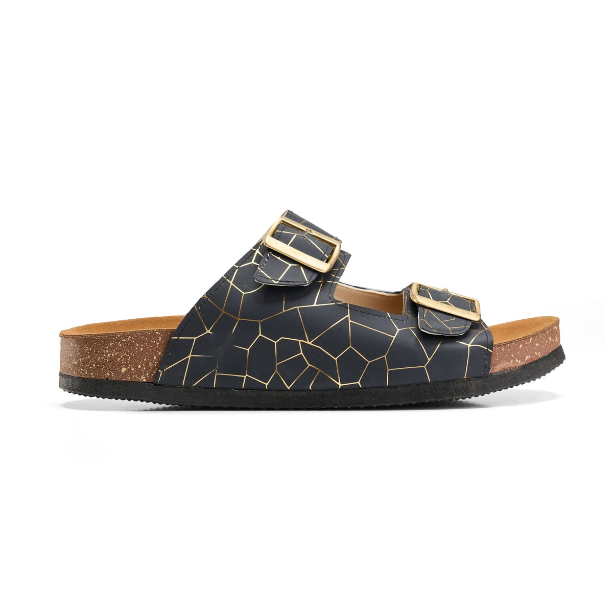 Sunny Buckle Slide - Black - Crestshoes