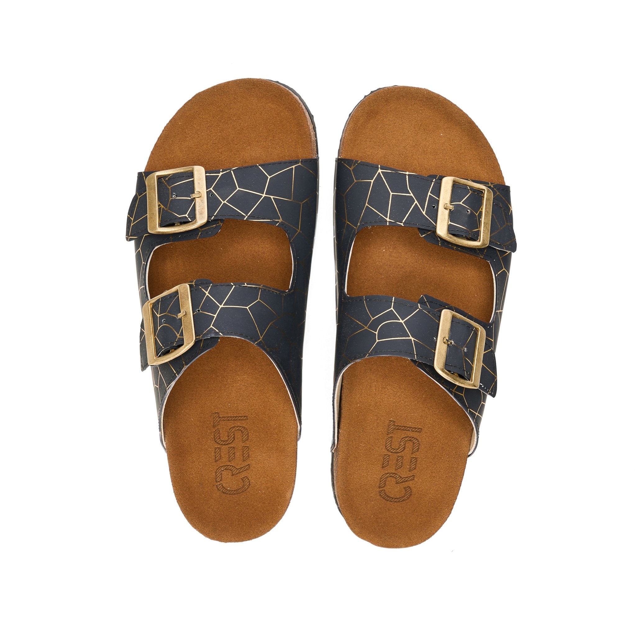 Sunny Buckle Slide - Black - Crestshoes