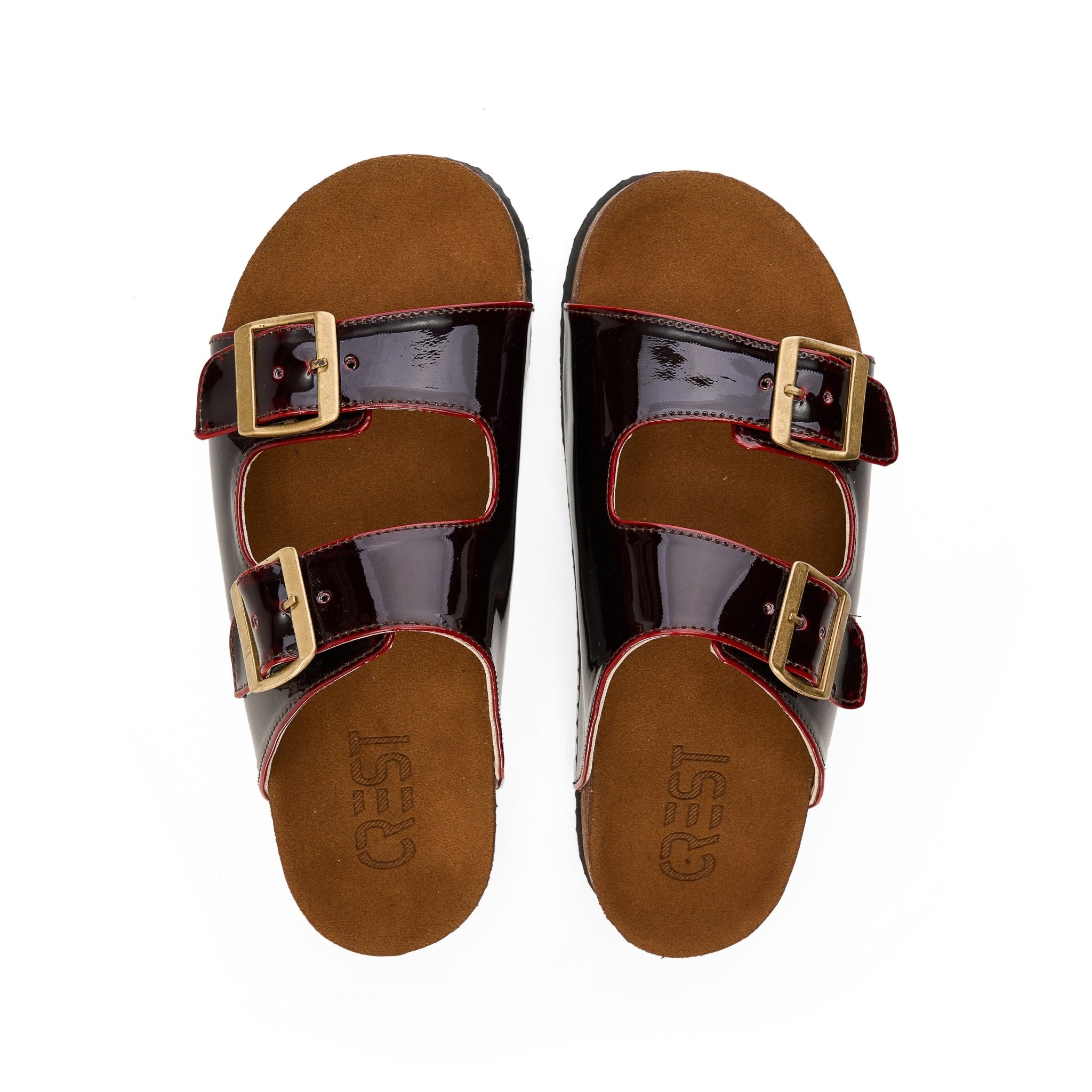 Sunny Buckle Slide - Burgundy - Crestshoes