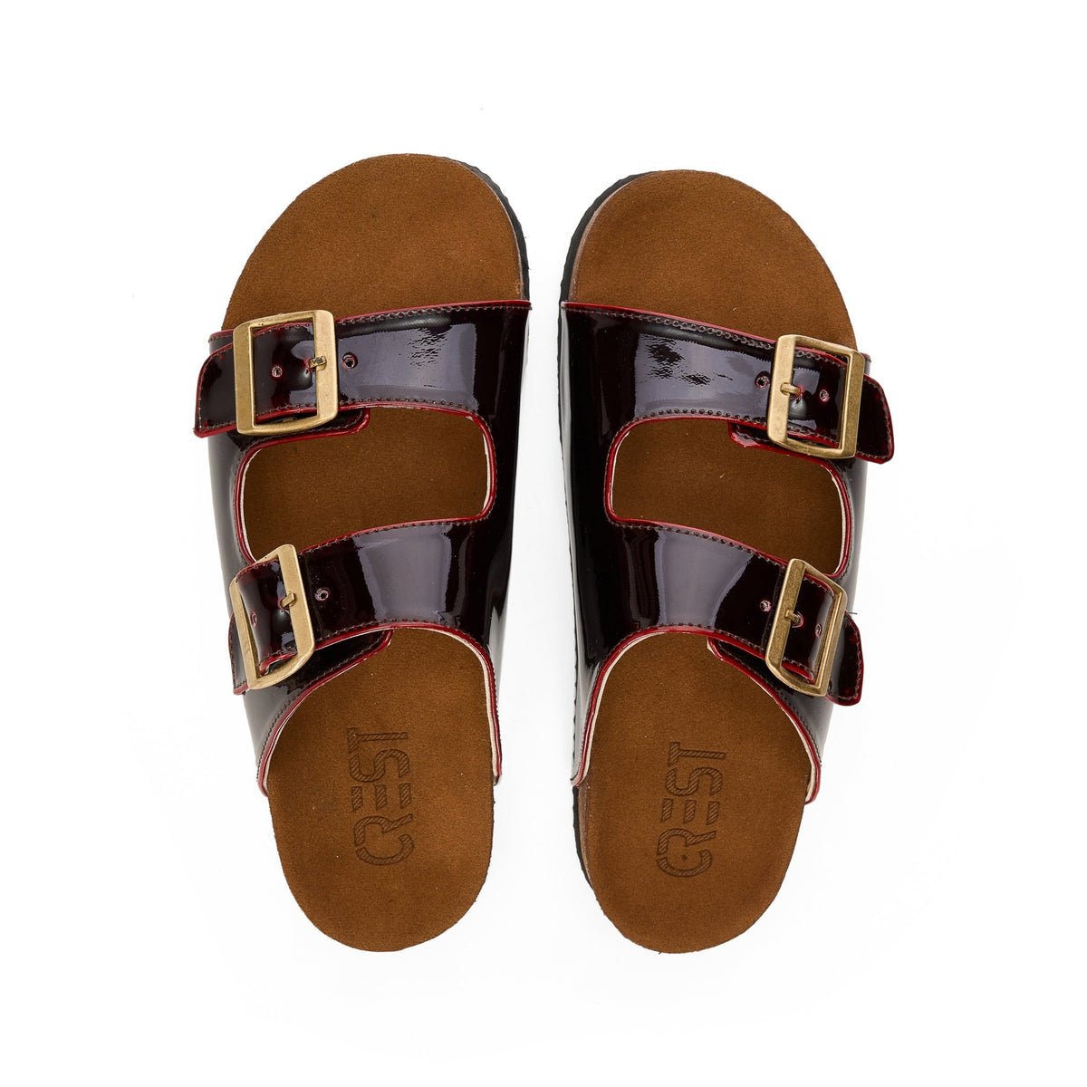 Sunny Buckle Slide - Burgundy - Crestshoes