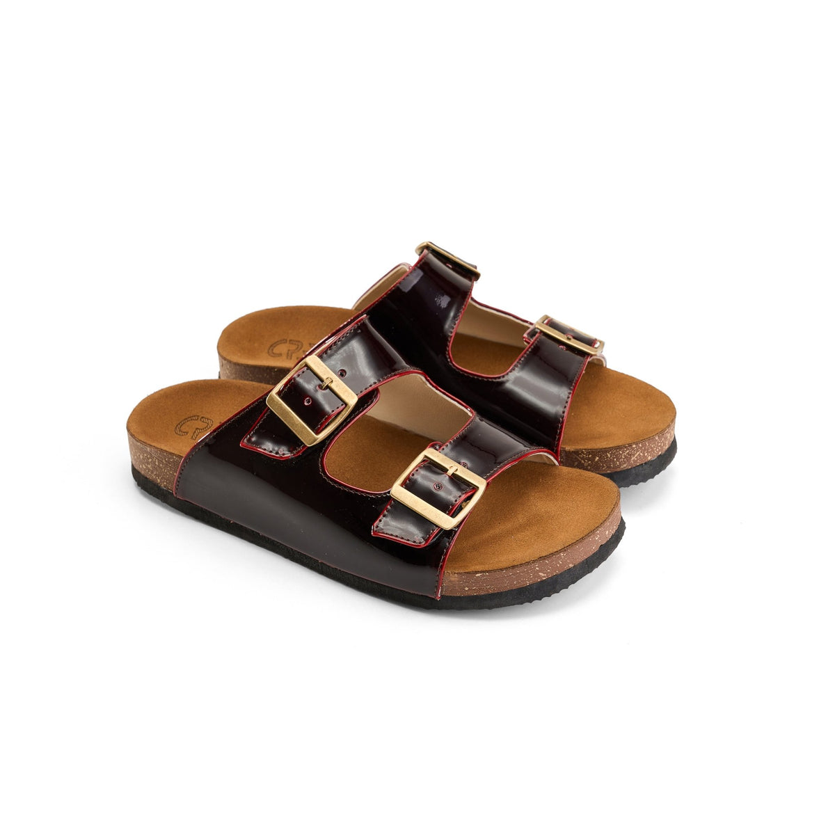 Sunny Buckle Slide - Burgundy - Crestshoes