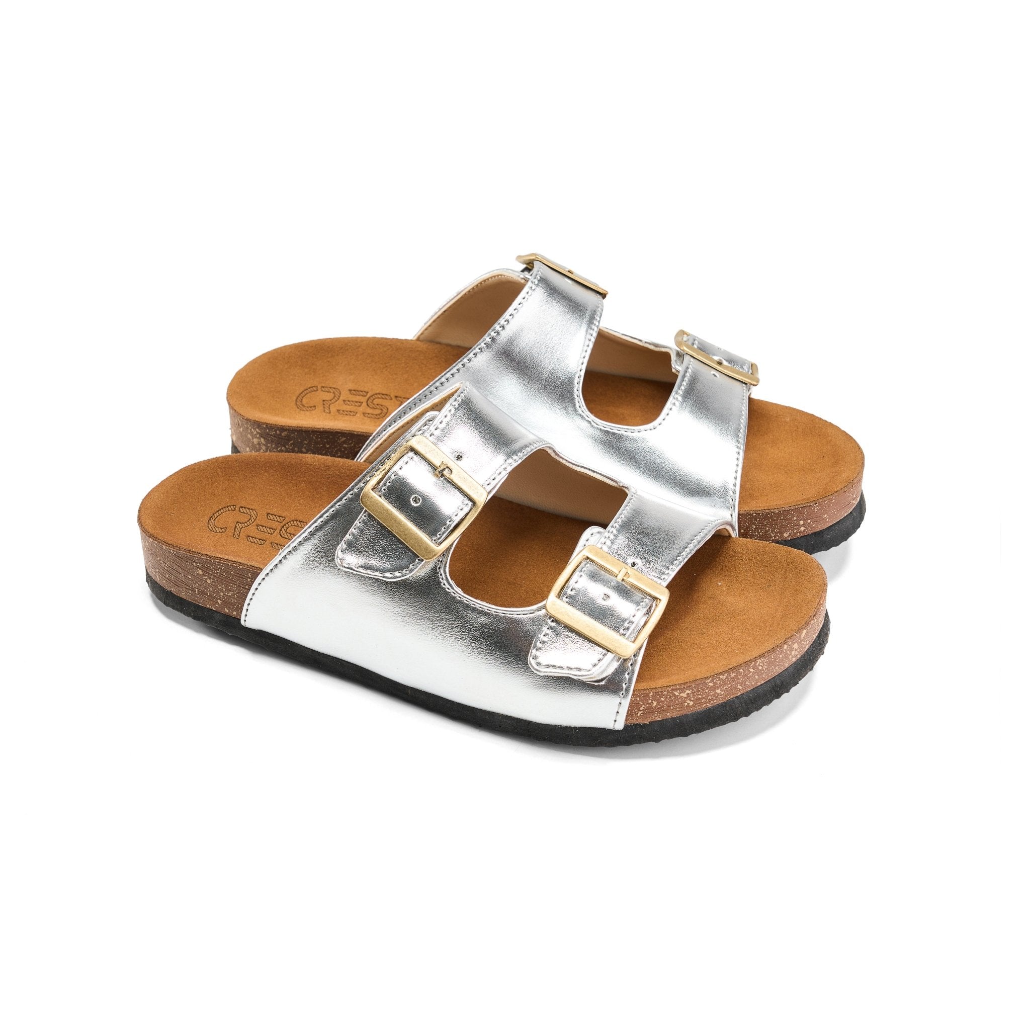 Sunny Buckle Slide - Silver - Crestshoes