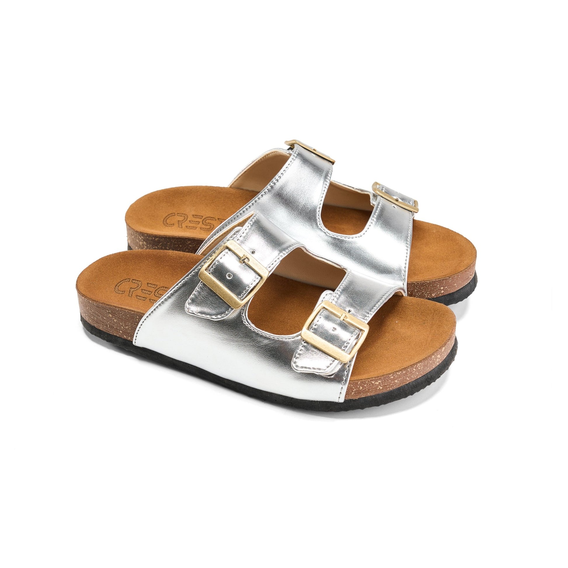 Sunny Buckle Slide - Silver - Crestshoes
