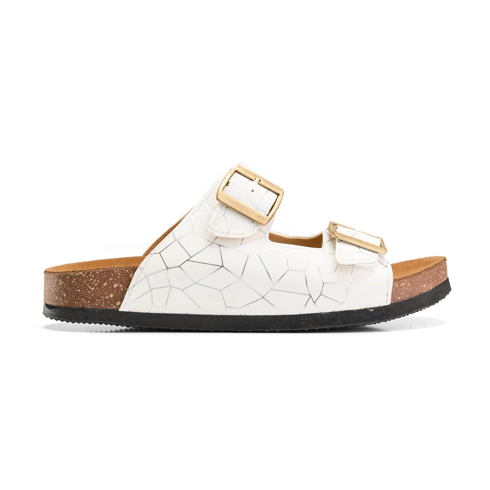Sunny Buckle Slide - White - Crestshoes