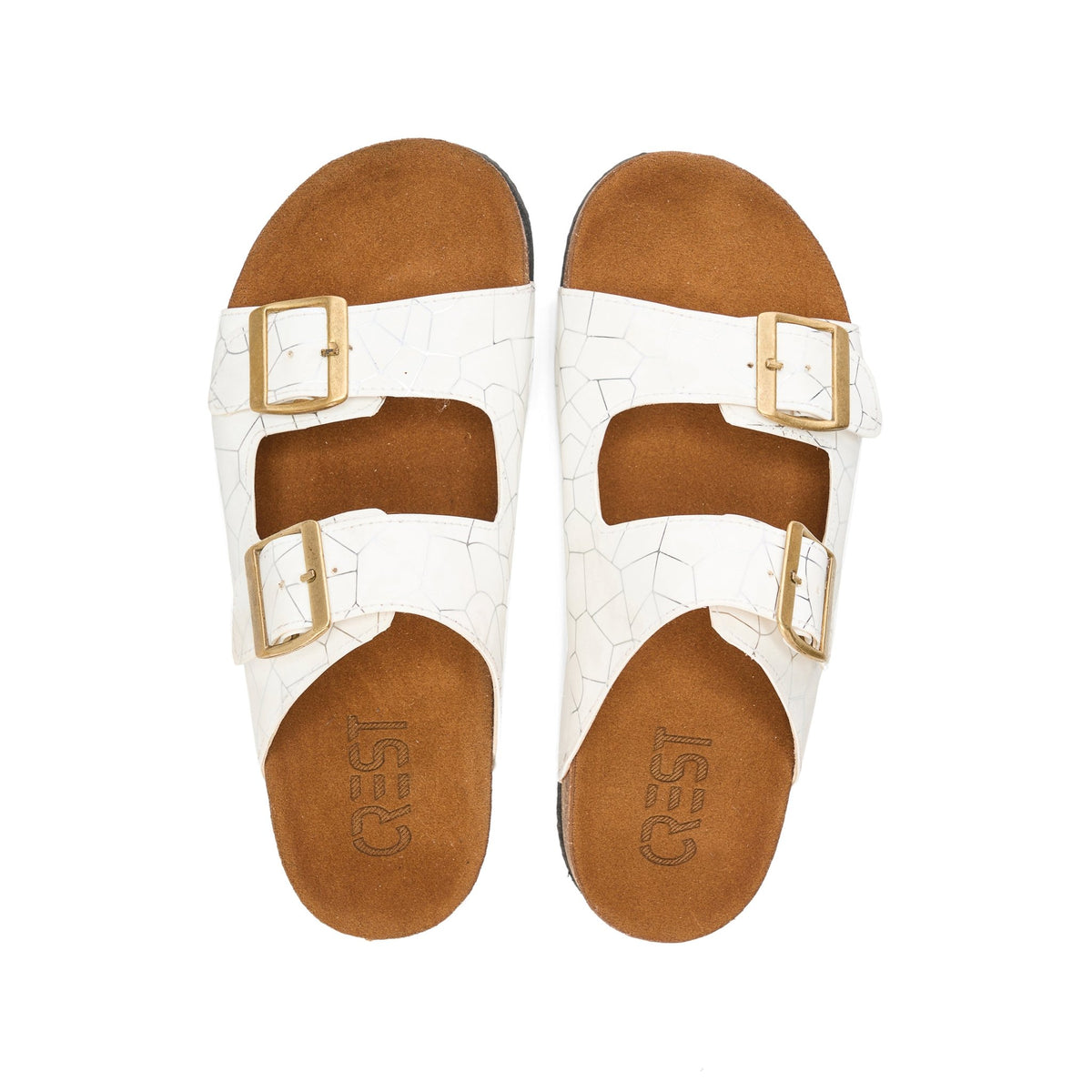 Sunny Buckle Slide - White - Crestshoes