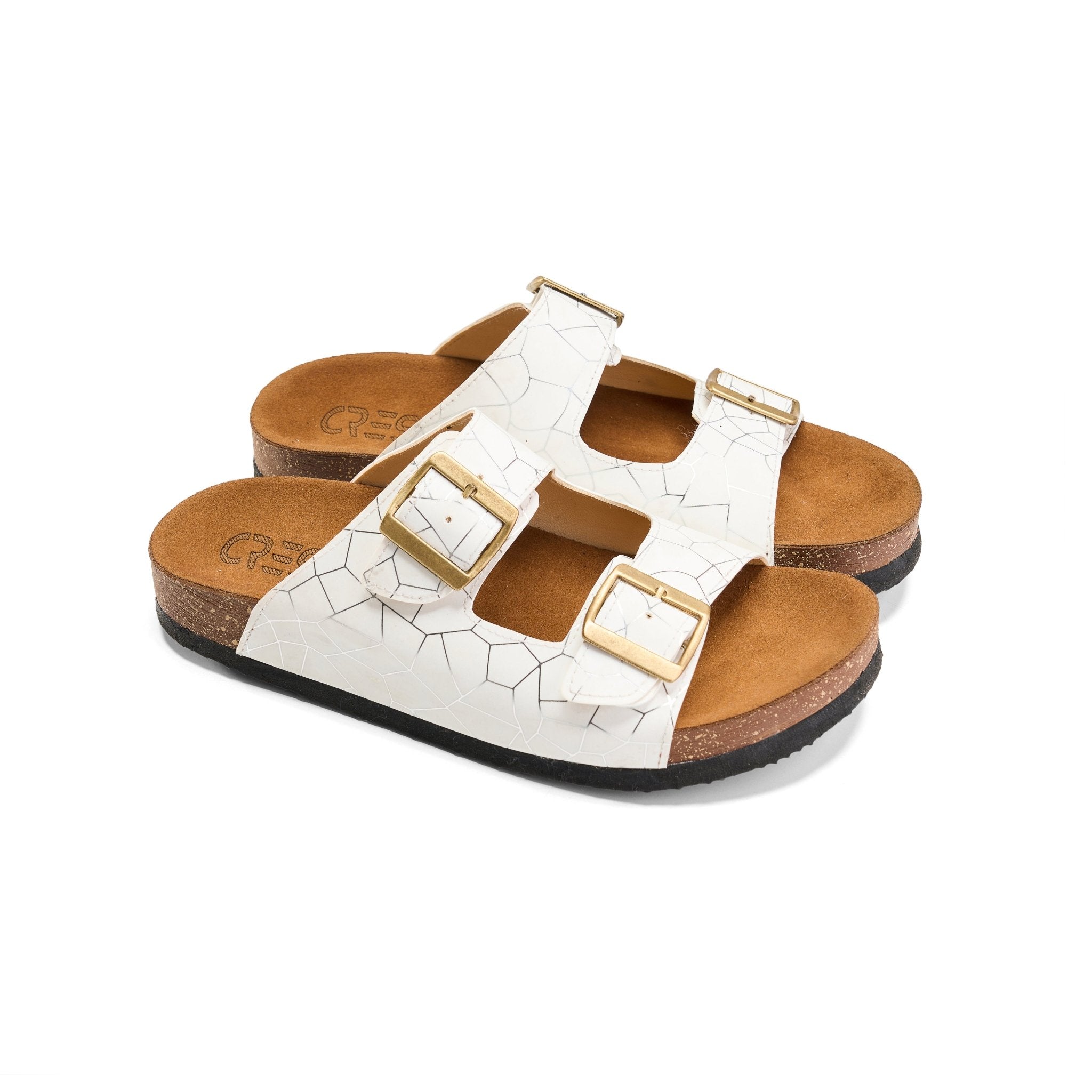 Sunny Buckle Slide - White - Crestshoes