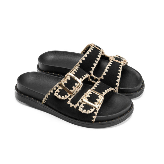 Sunny Vibes Slip-ons-Black