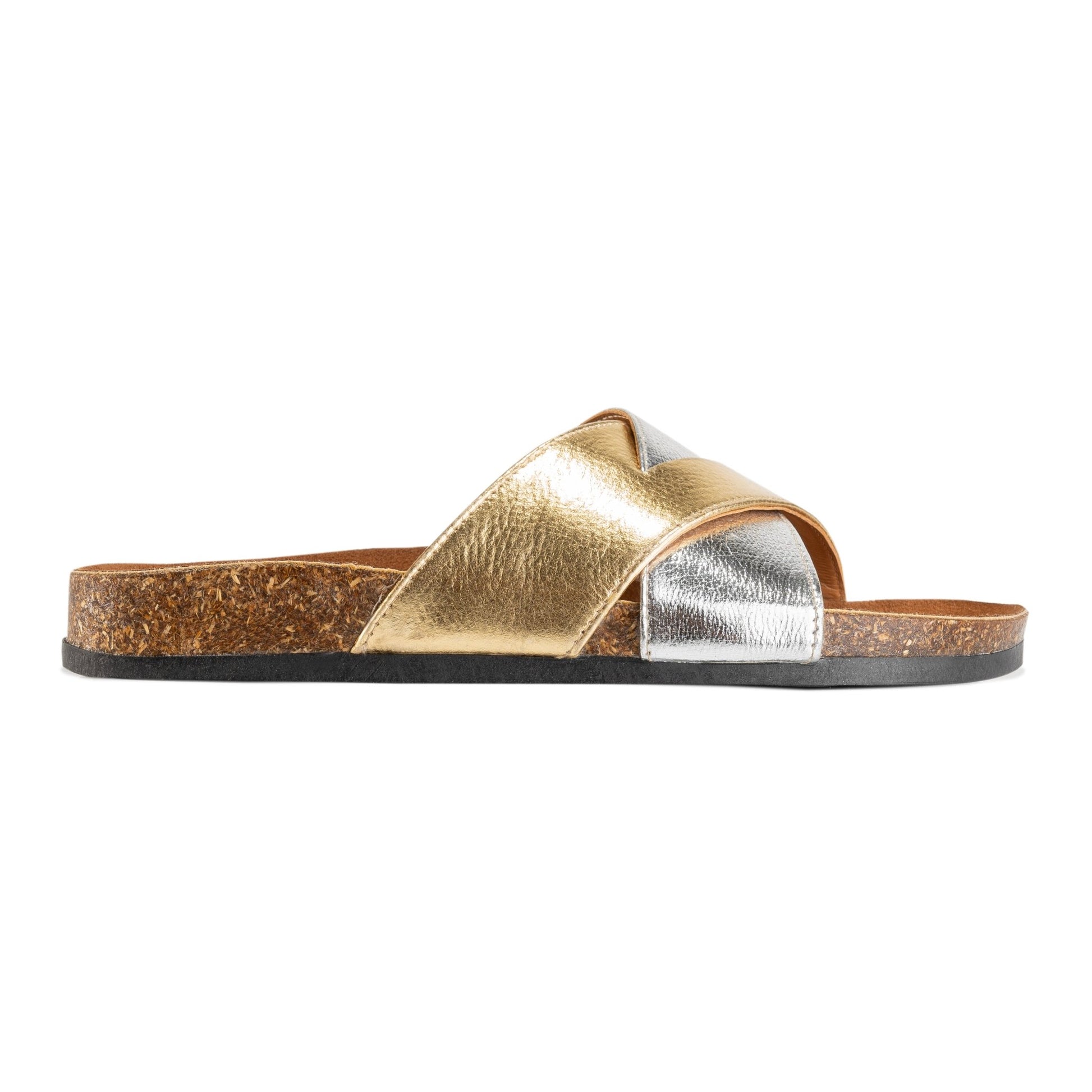 SUNSOOTHE SLIPPER | Gold in silver - Crestshoes