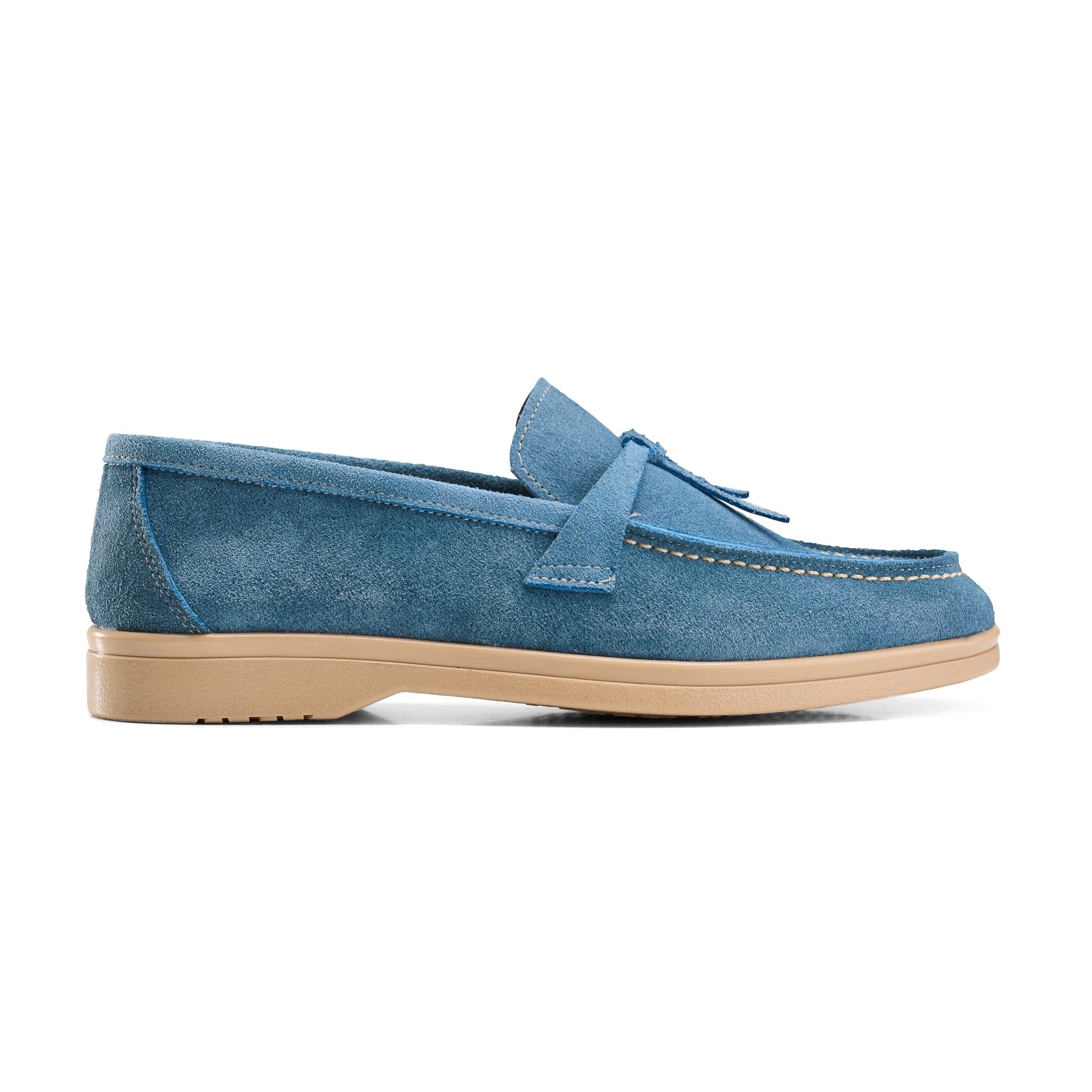Tassel Suede Loafers - Baby Blue - Crestshoes