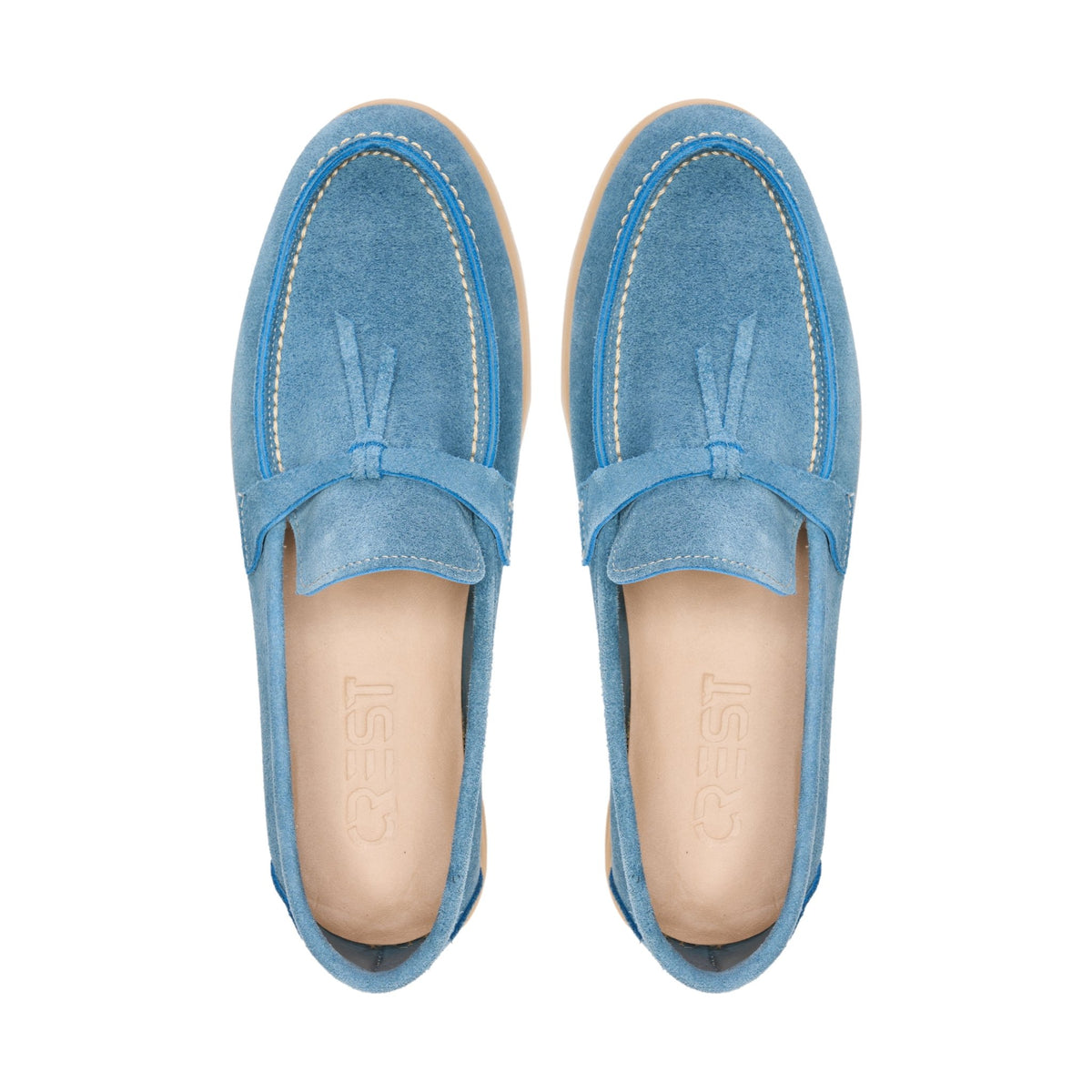Tassel Suede Loafers - Baby Blue - Crestshoes