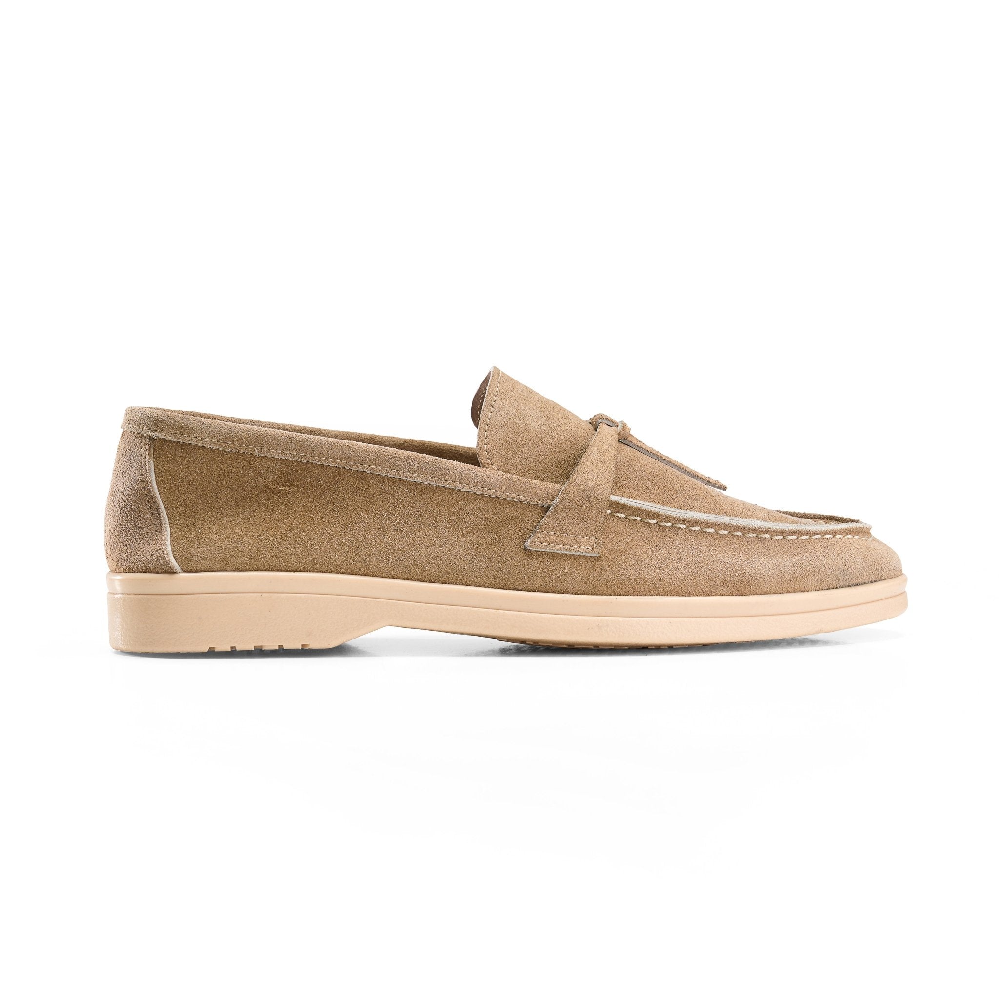 Tassel Suede Loafers –Beige - Crestshoes