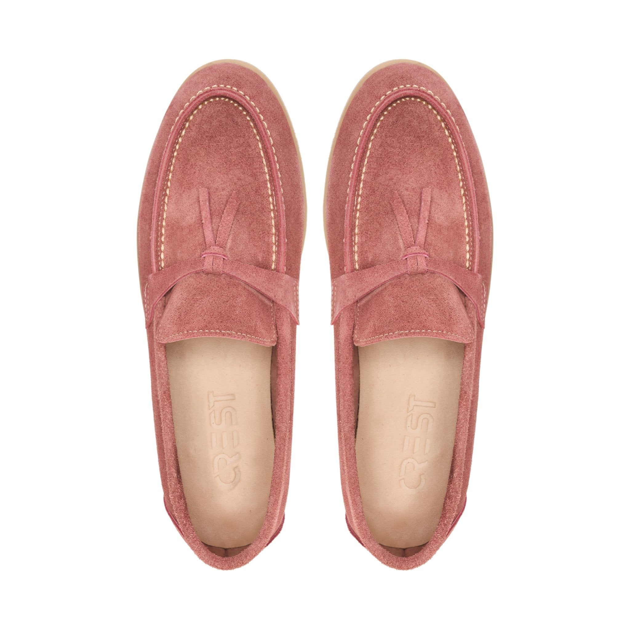 Tassel Suede Loafers - Rose - Crestshoes