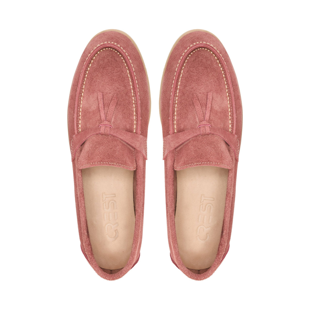 Tassel Suede Loafers - Rose - Crestshoes