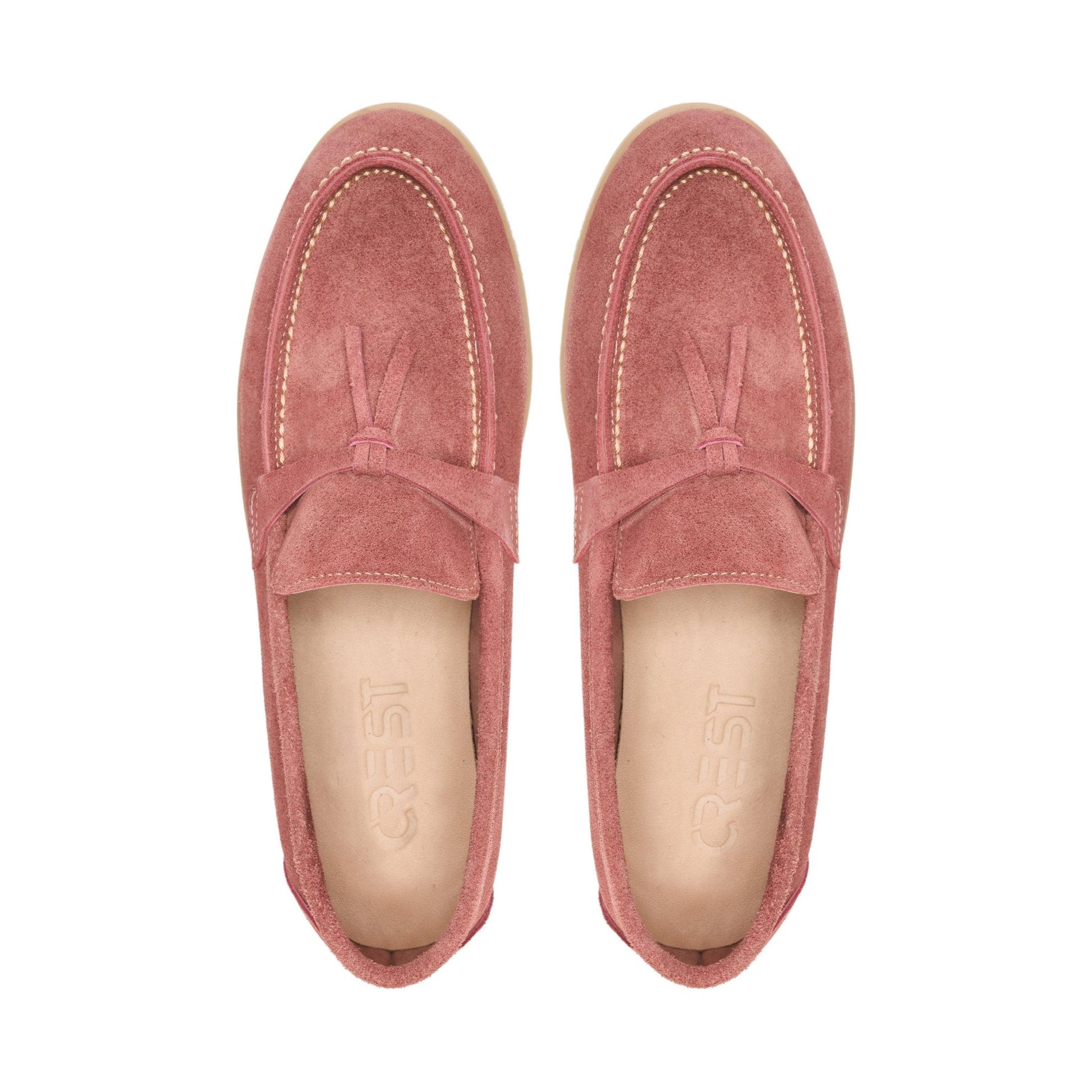 Tassel Suede Loafers - Rose - Crestshoes