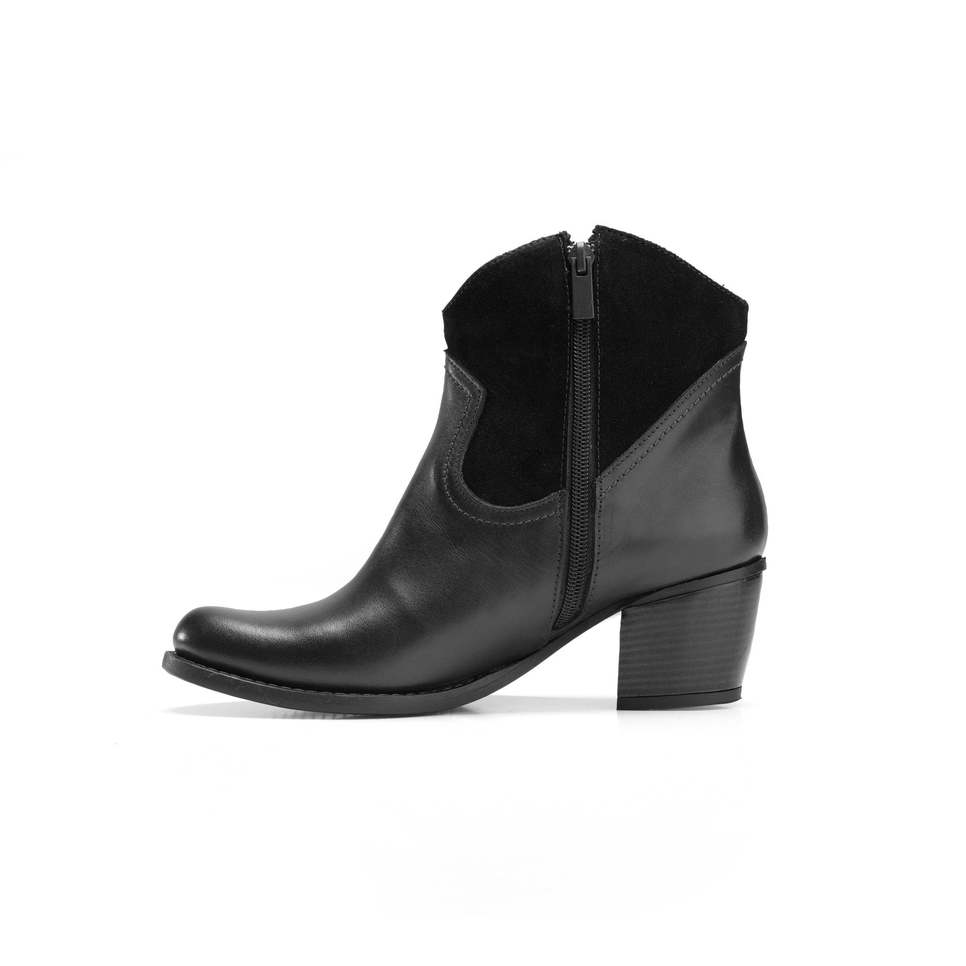 Vagabond Leather Heel Boots - Black - Crestshoes