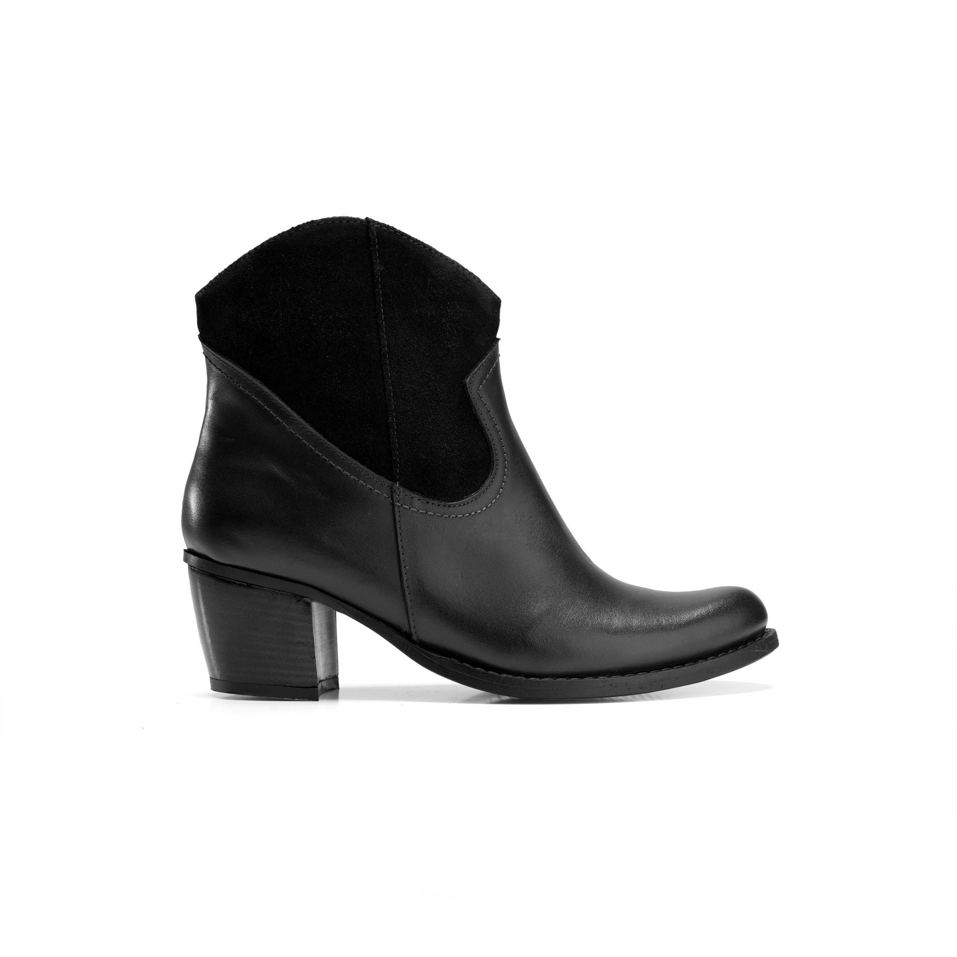 Vagabond Leather Heel Boots - Black - Crestshoes