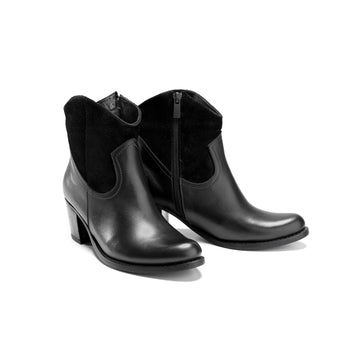 Vagabond Leather Heel Boots - Black - Crestshoes