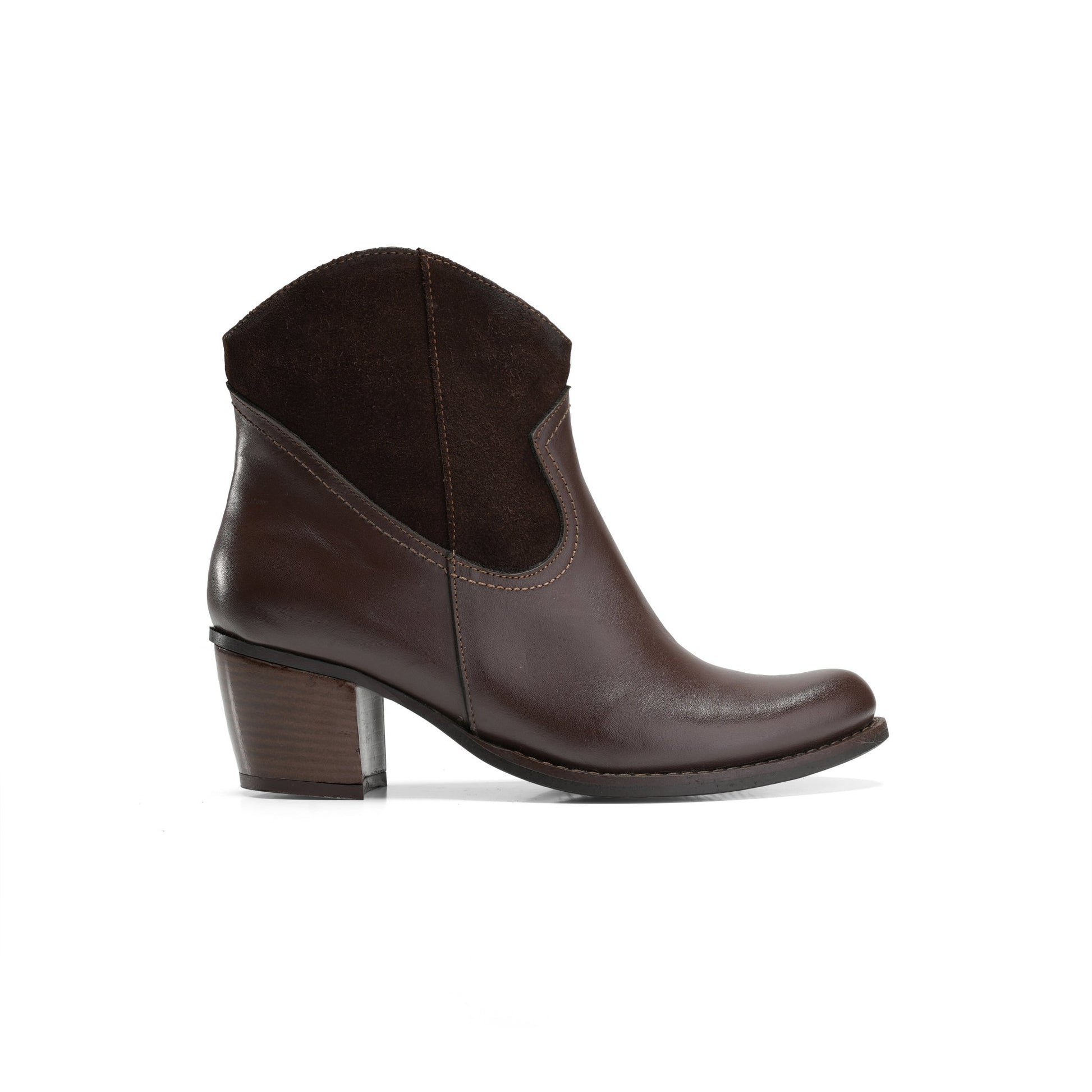 Vagabond Leather Heel Boots - Brown - Crestshoes