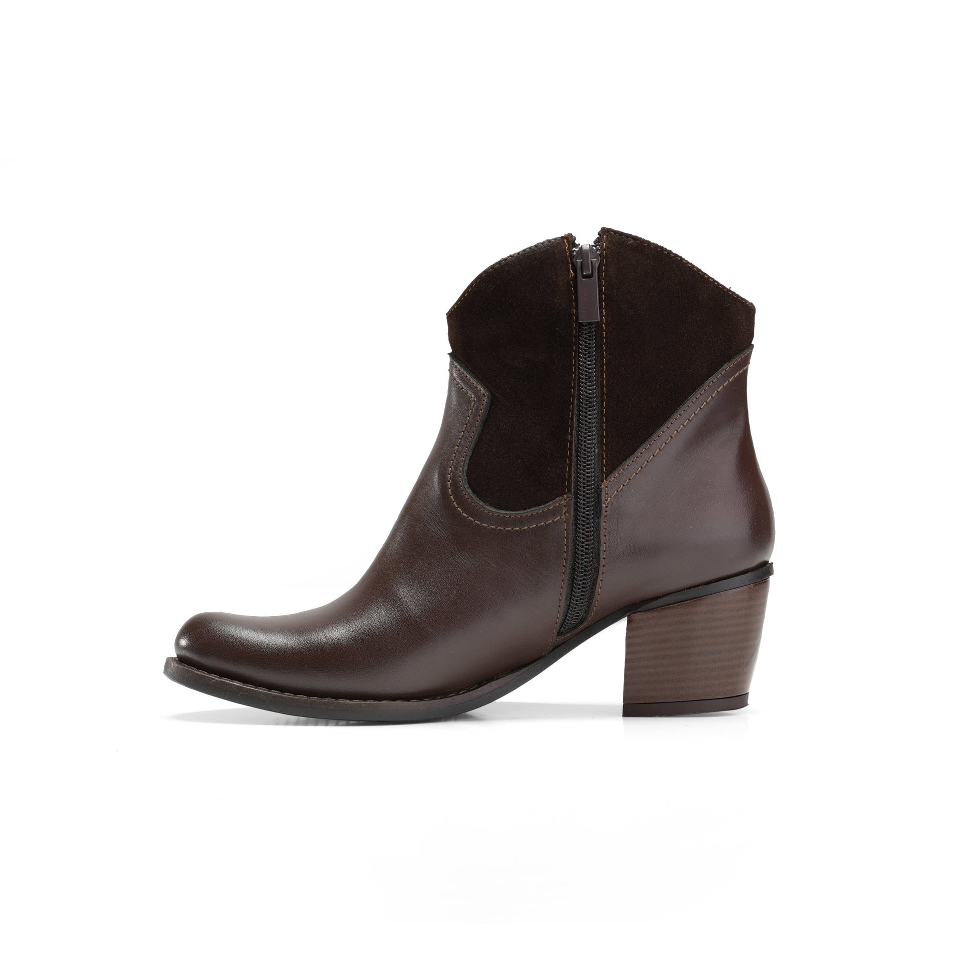 Vagabond Leather Heel Boots - Brown - Crestshoes