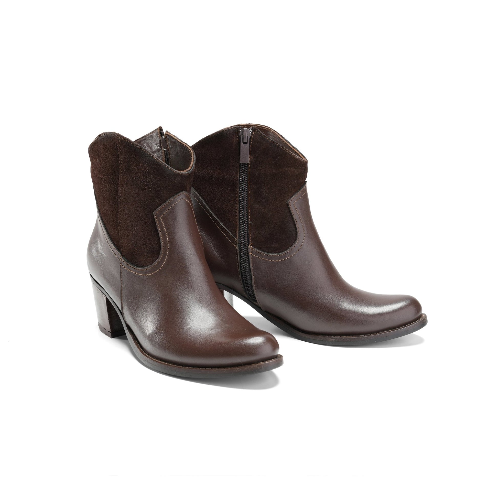 Vagabond Leather Heel Boots - Brown - Crestshoes