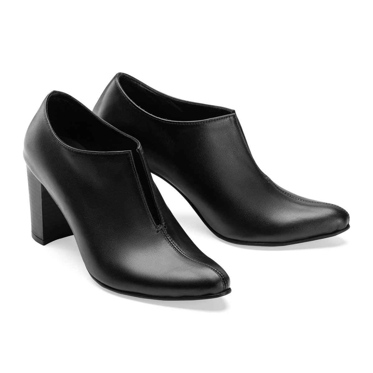 Vegabond | Plain Leather Split Women Heels - Black - Crestshoes