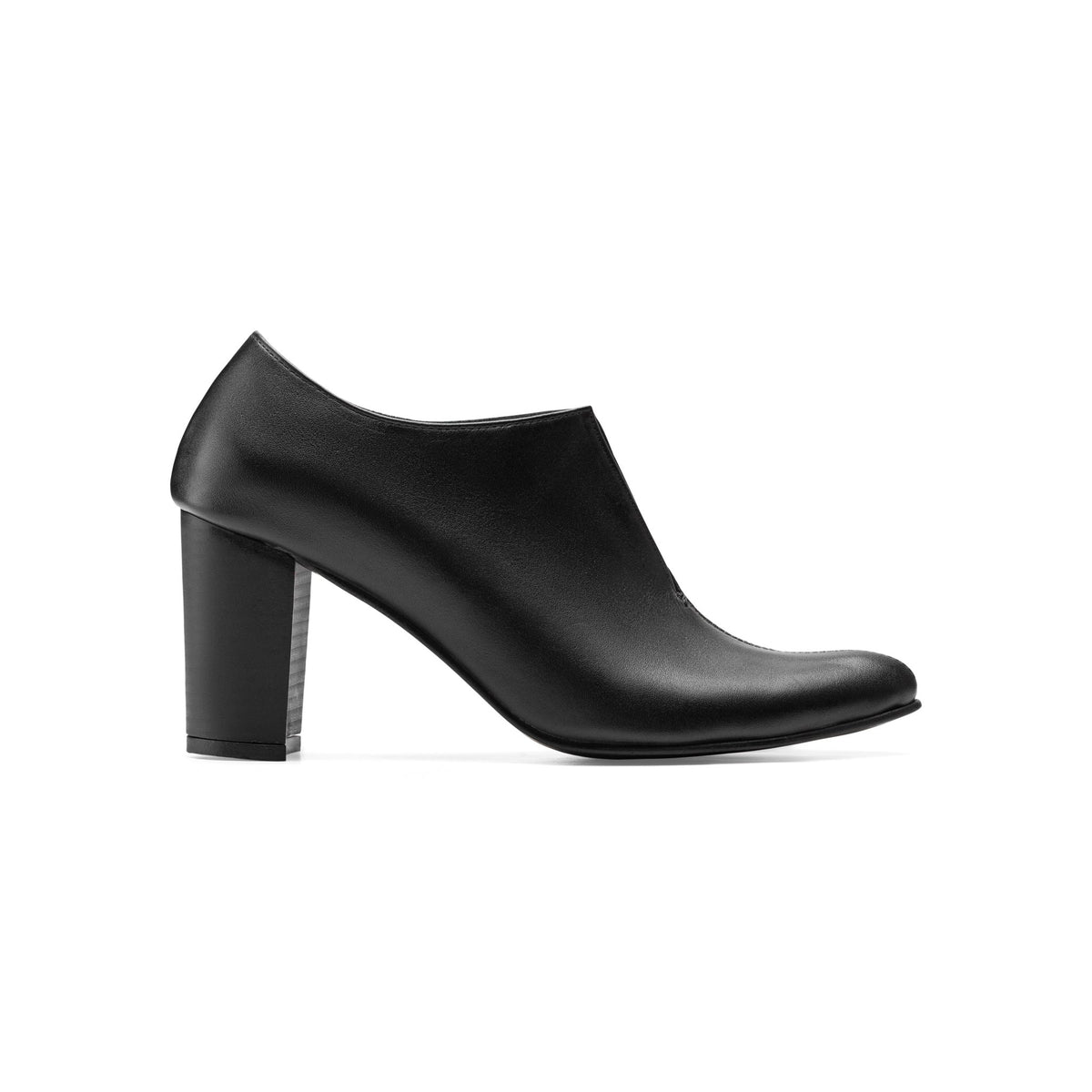 Vegabond | Plain Leather Split Women Heels - Black - Crestshoes