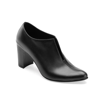 Vegabond | Plain Leather Split Women Heels - Black - Crestshoes