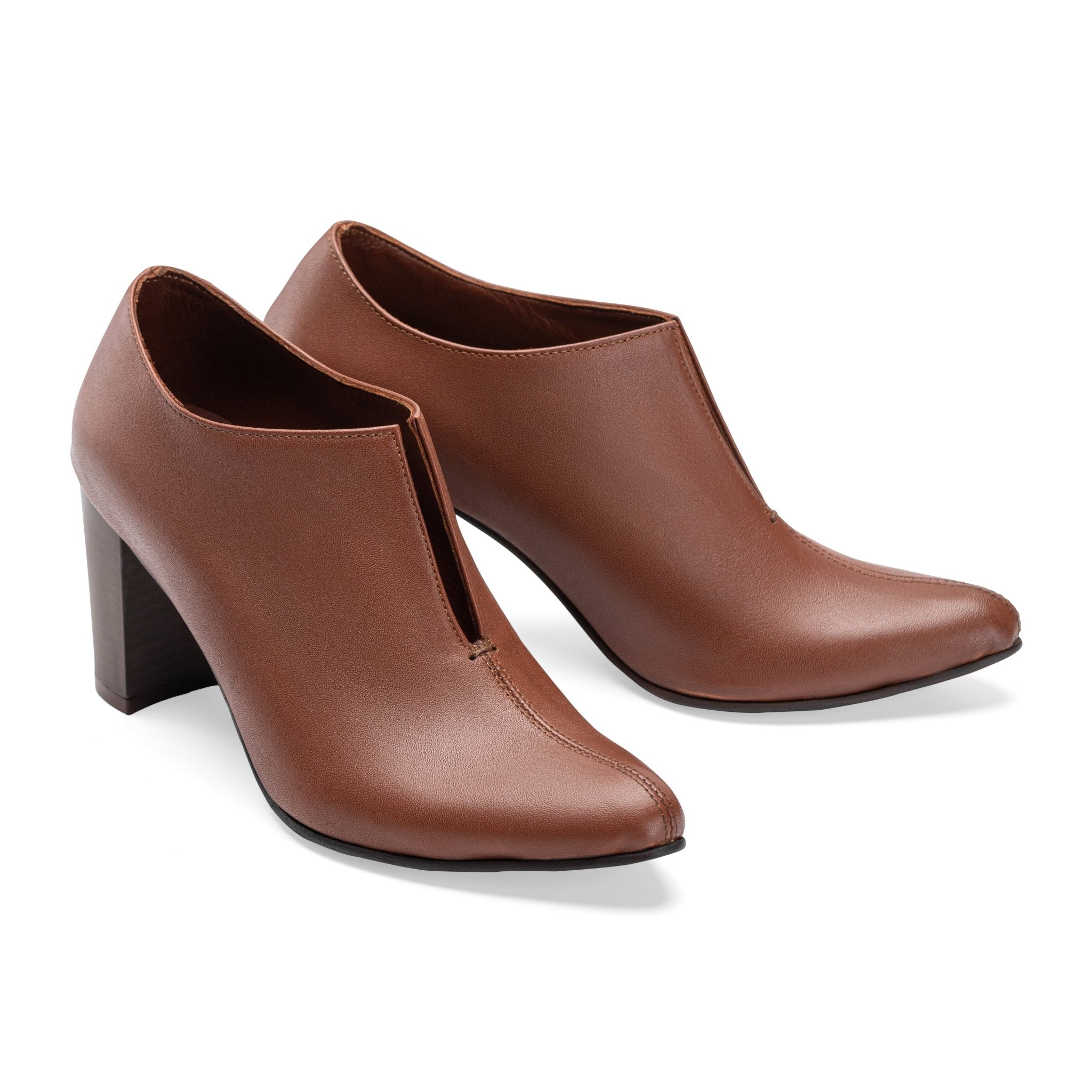 Vegabond | Plain Leather Split Women Heels - Havan - Crestshoes