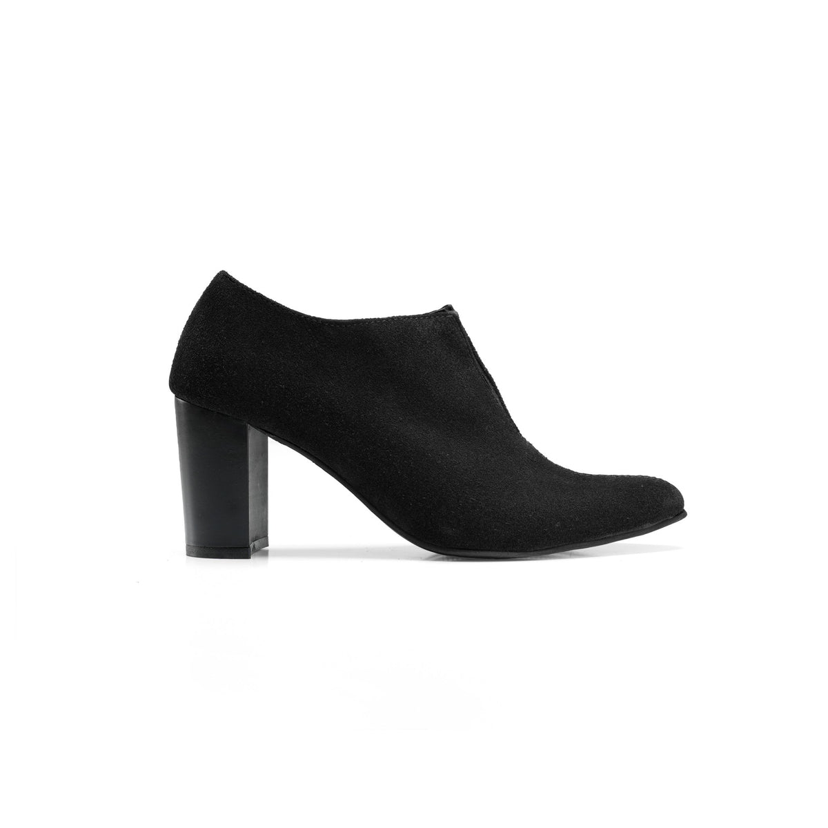 Vegabond | Plain Suede Leather Split Heels - Black - Crestshoes