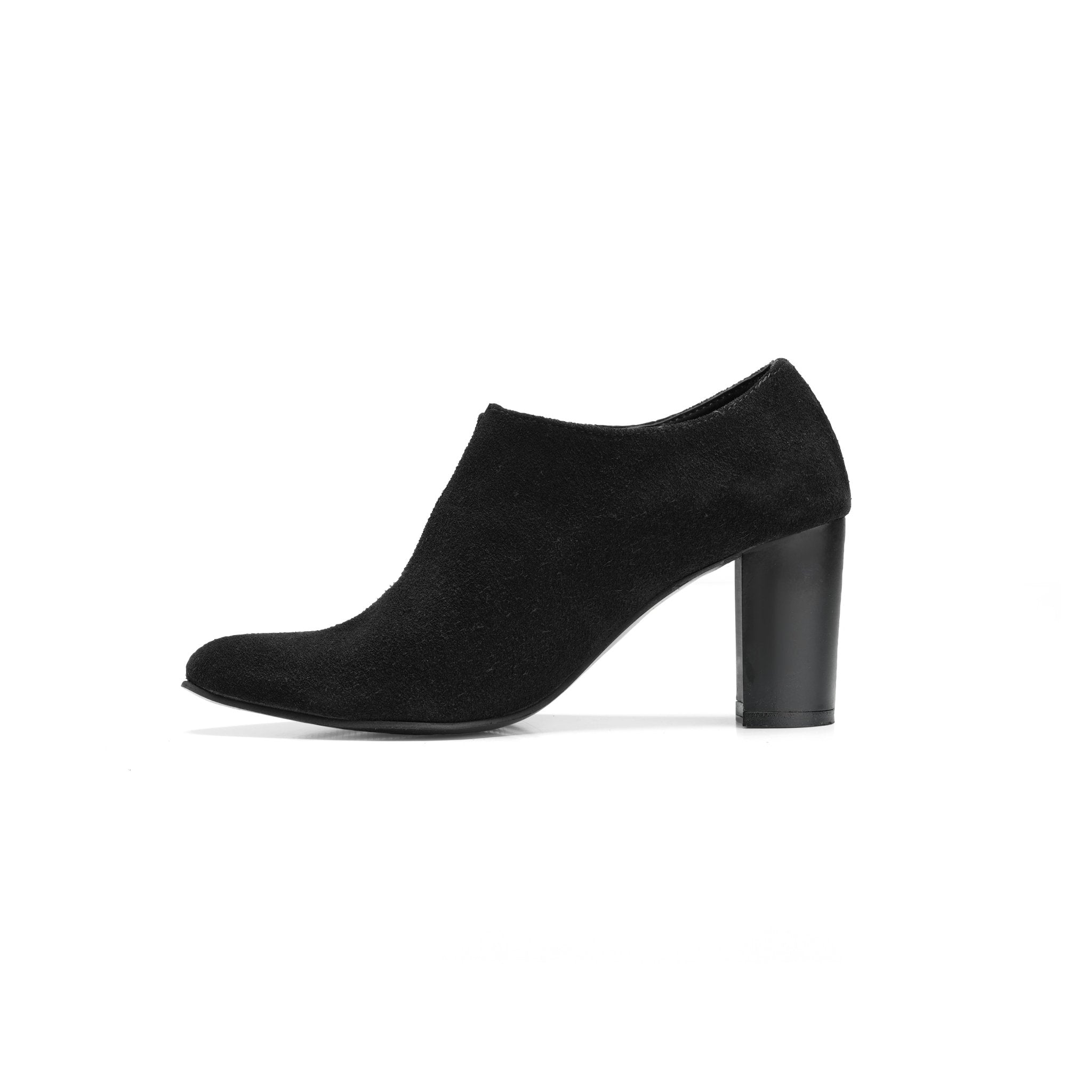 Vegabond | Plain Suede Leather Split Heels - Black - Crestshoes