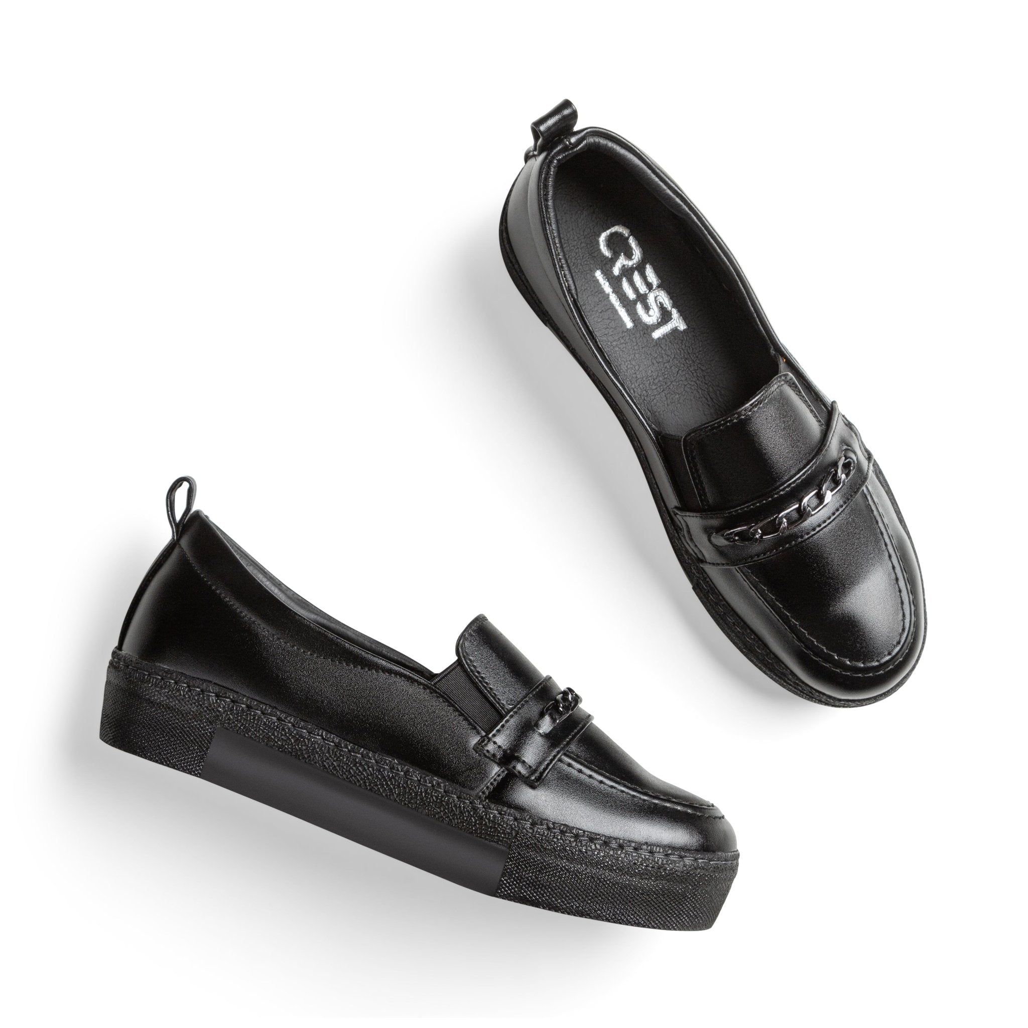 women Loafer Flat Black - Crestshoes