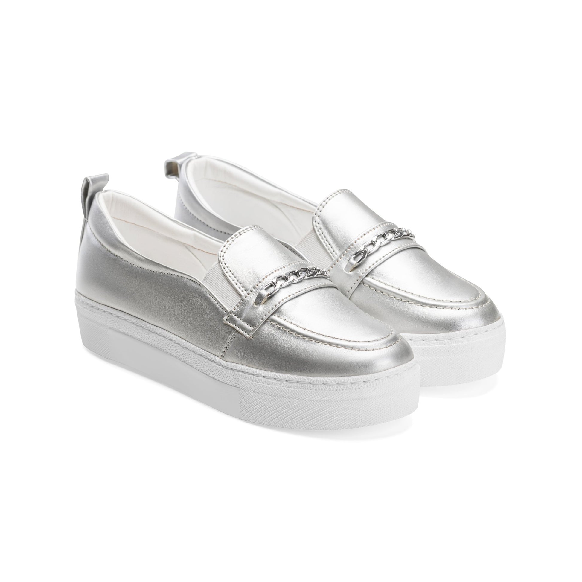 women Loafer Flat Silver - Crestshoes