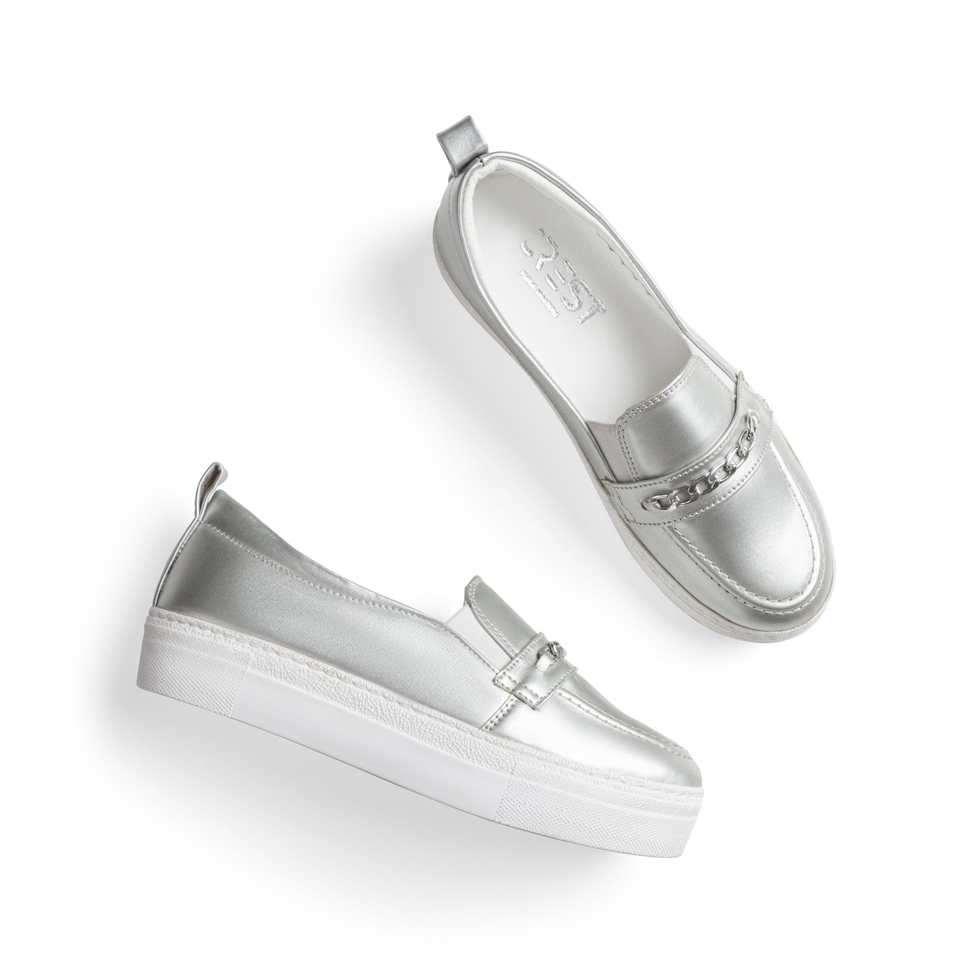 women Loafer Flat Silver - Crestshoes