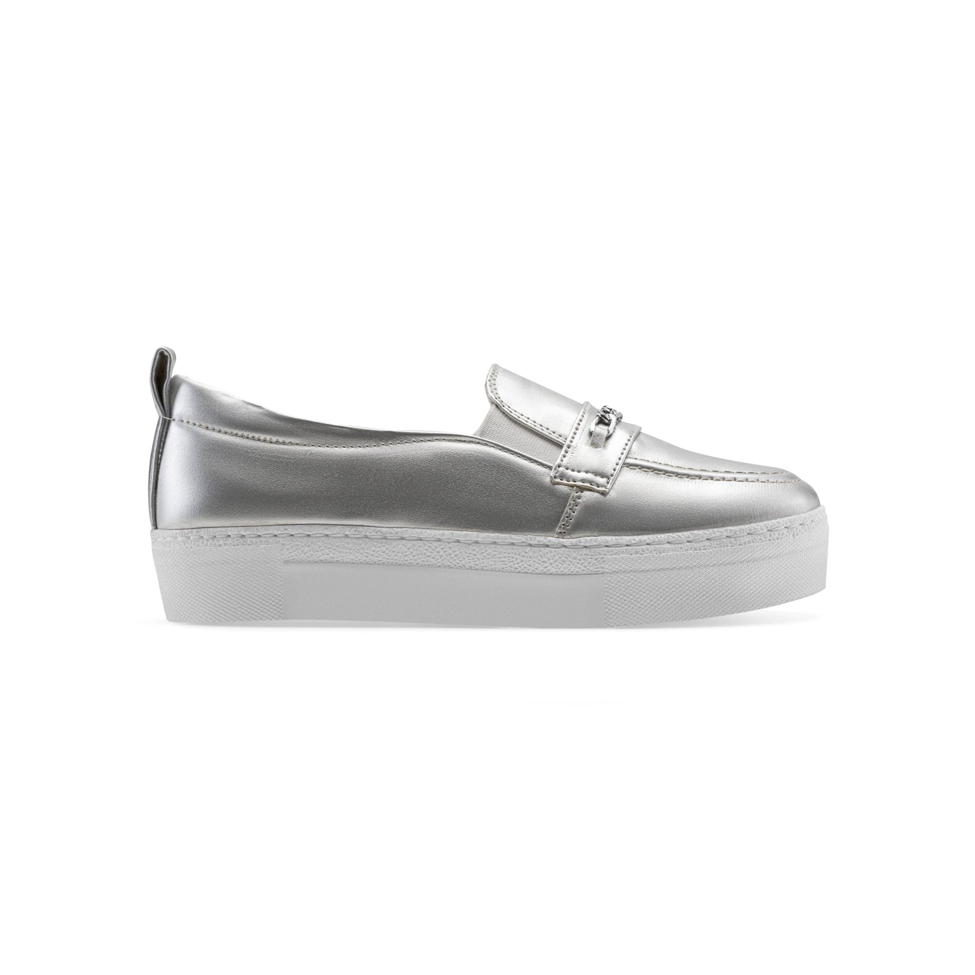 women Loafer Flat Silver - Crestshoes