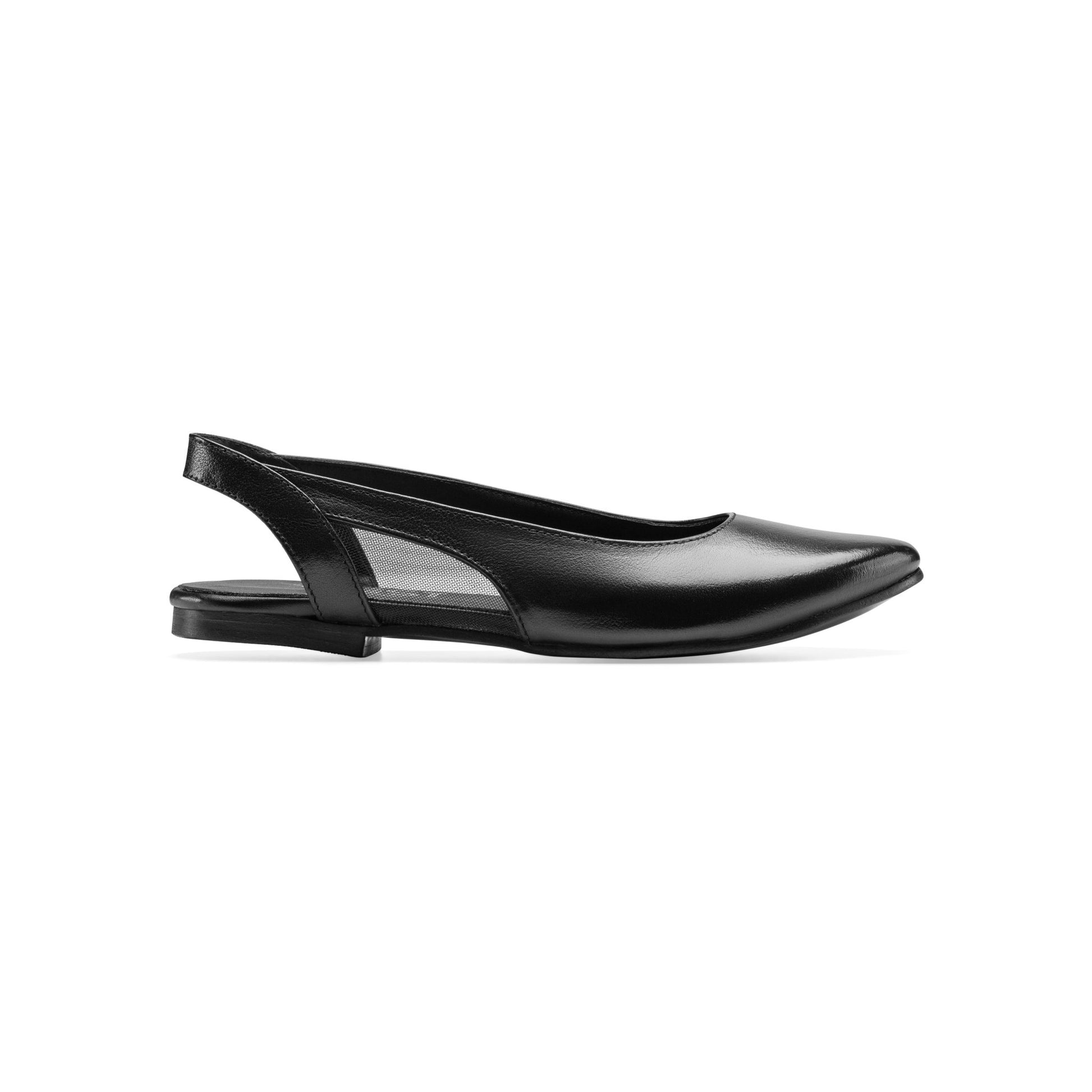 Women Open Back Ballet Shoes - Black - Crestshoes