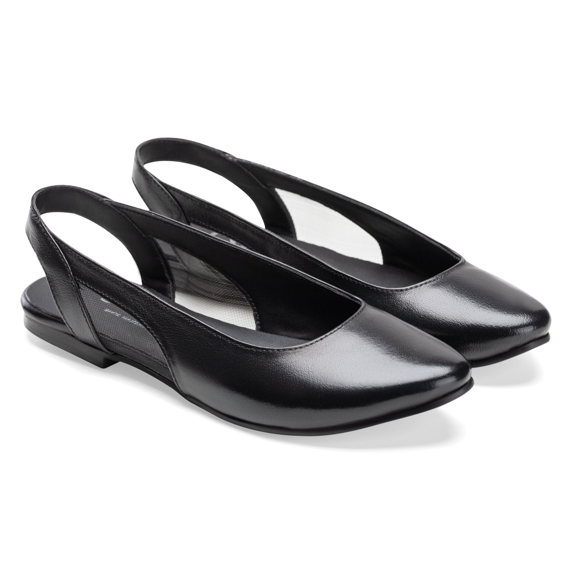 Women Open Back Ballet Shoes - Black - Crestshoes