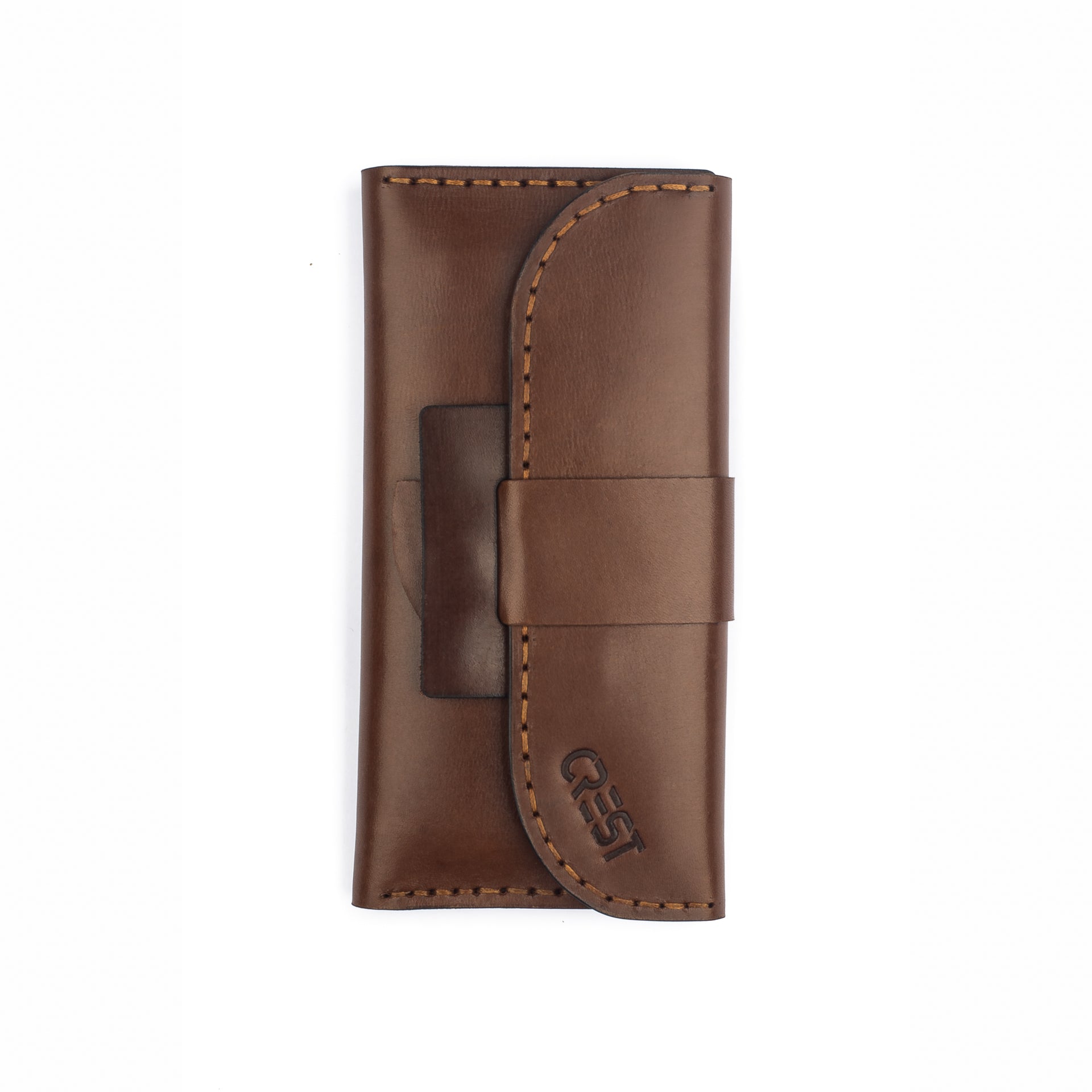 Brown Genuine Leather cap Large Wallet - Crestshoes