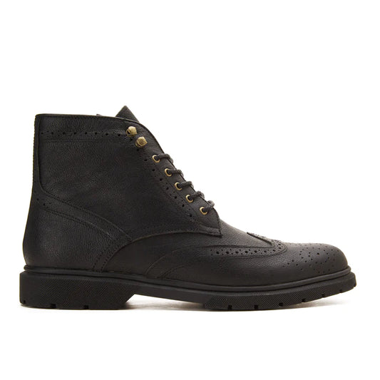 CREST™ half boot lace up genuine leather-Black